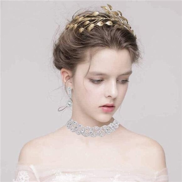 Luxury Crystal Bridal Jewelry Set – Silver Choker, Bracelet & Drop Earrings Set - Picture 2 of 7